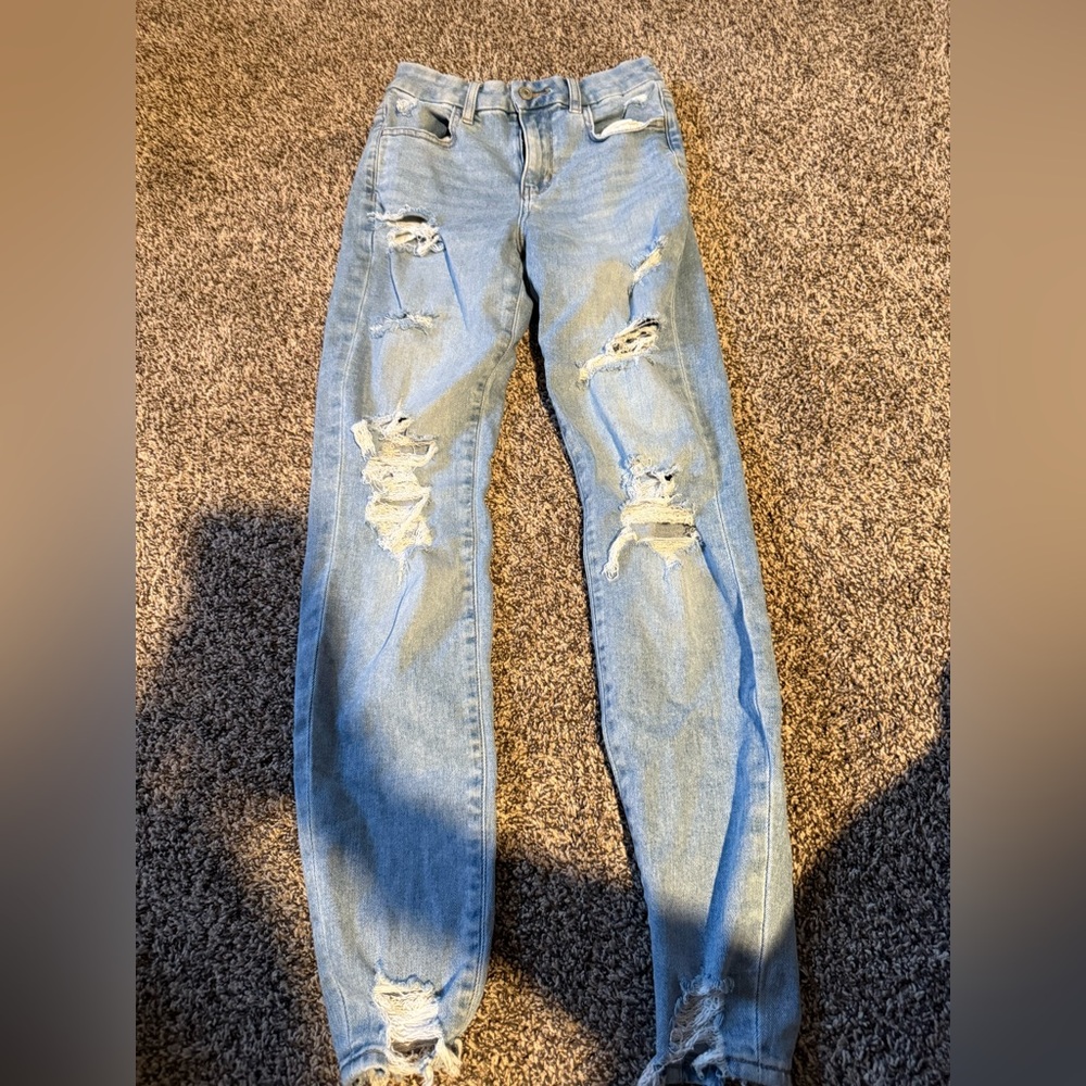 Distressed Blue Jeans